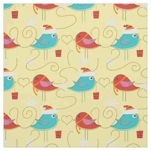 Vogels met kerstcadeautjes stof (Swatch)