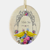 Vogels met kronen en bloemen - Bella Vita Keramisch Ornament (Rechts)