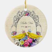 Vogels met kronen en bloemen - Bella Vita Keramisch Ornament (Achterkant)