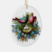Vogels met nestversiering keramisch ornament (Rechts)