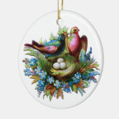 Vogels met nestversiering keramisch ornament (Links)
