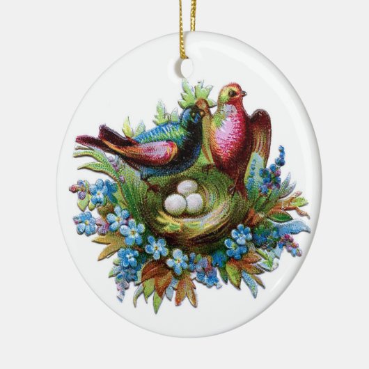 Vogels met nestversiering keramisch ornament (Links)