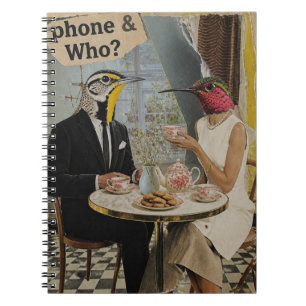 Vogels met theepartij Mixed Media Collage Notitieboek