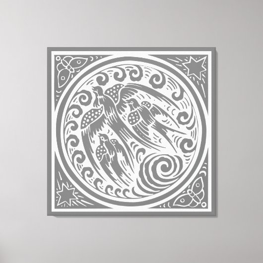 vogels met vlinders en sterren canvas afdruk (Voorkant)