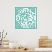 vogels met vlinders en sterren poster (Keuken)