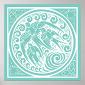  vogels met vlinders en sterren poster (Voorkant)