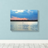 Vogels migreren bij zonsondergang canvas afdruk (Insitu (Houten vloer))