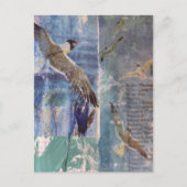 Vogels mixed media collage briefkaart (Voorkant)