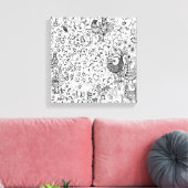 Vogels Modern Black en White Hand Drawn Art Canvas Afdruk (Insitu (Woonkamer))