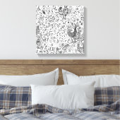 Vogels Modern Black en White Hand Drawn Art Canvas Afdruk (Insitu (Slaapkamer))