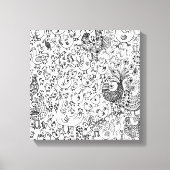 Vogels Modern Black en White Hand Drawn Art Canvas Afdruk (Voorkant)