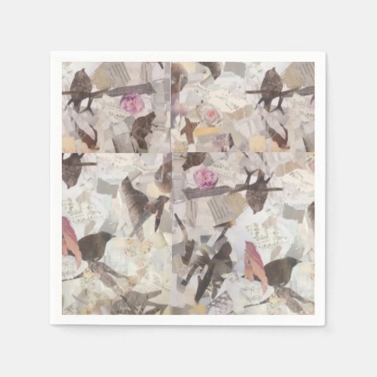 Vogels & Muziek Papier Collage Papier servetten (Voorkant)