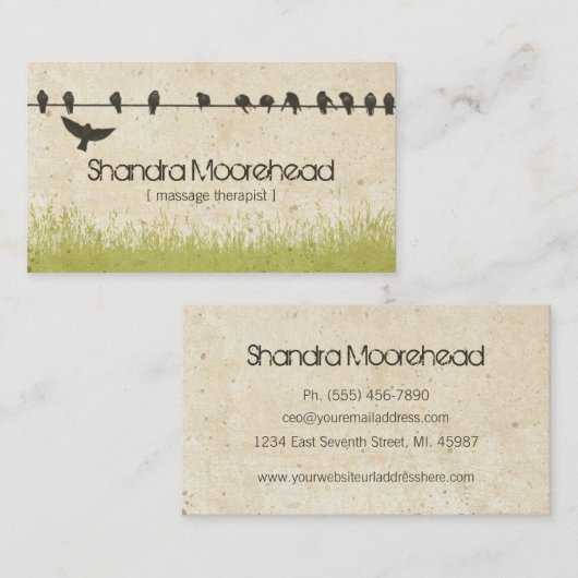 Vogels Natuurlijke massage Therapistische Visiteka Visitekaartje (Voorkant / Achterkant)