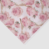 vogels neergestreken op roze rozenpatroon tissuepapier (Detail)