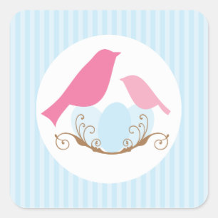 Vogels Nest Baby shower Envelope Seals Vierkante Sticker