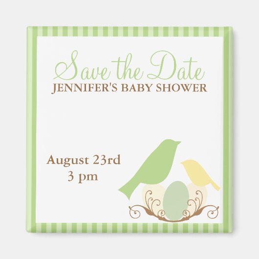 Vogels Nest Baby shower Save the Date magnets Magneet (Voorkant)