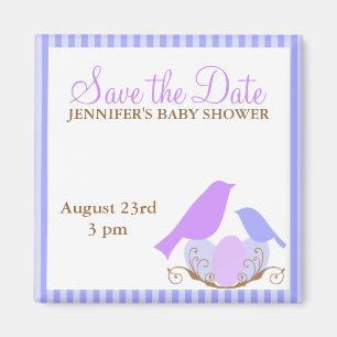Vogels Nest Baby shower Save the Date magnets Magneet