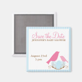 Vogels Nest Baby shower Save the Date magnets Magneet (Voorkant / Achterkant)