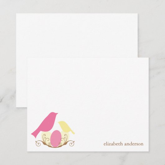 Vogels nest Flat bedankt kaarten (Voorkant / Achterkant)