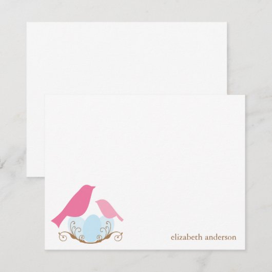 Vogels nest Flat bedankt kaarten (Voorkant / Achterkant)