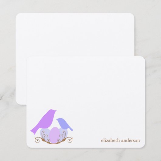 Vogels nest Flat bedankt kaarten (Voorkant / Achterkant)