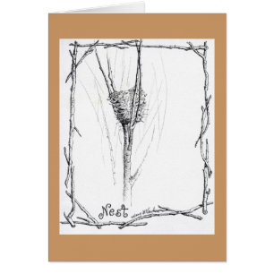 Vogels Nest in winterschets met inkt