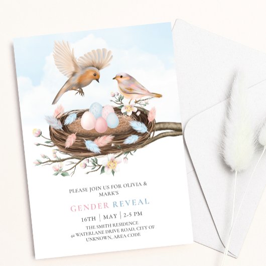 Vogels Nest Spring Easter Florence Baby Gender ont Kaart