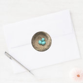 Vogels Nesten met Blauwe Eieren Ronde Sticker (Envelop)