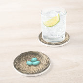 Vogels nesten met blauwe eieren zandsteen onderzetter (Zijkant)