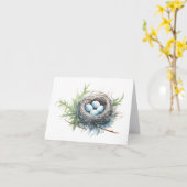 Vogels Nesten met Eieren BLANK Kaart (Gele Bloem)