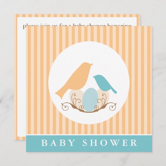 Vogels nestgeslacht neutraal Baby shower Kaart (Voorkant / Achterkant)