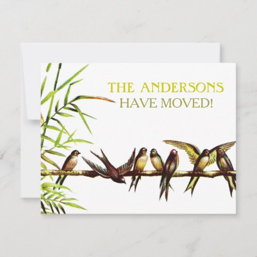  vogels Nieuw adres + Housewarming Party Kaart (Voorkant)