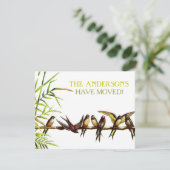  vogels Nieuw adres + Housewarming Party Kaart (Staand voorkant)