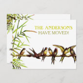  vogels Nieuw adres + Housewarming Party Kaart (Voorkant / Achterkant)