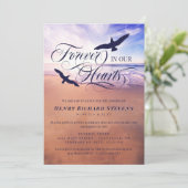 Vogels oceaanstrand forever in ons hart begrafenis kaart (Staand voorkant)