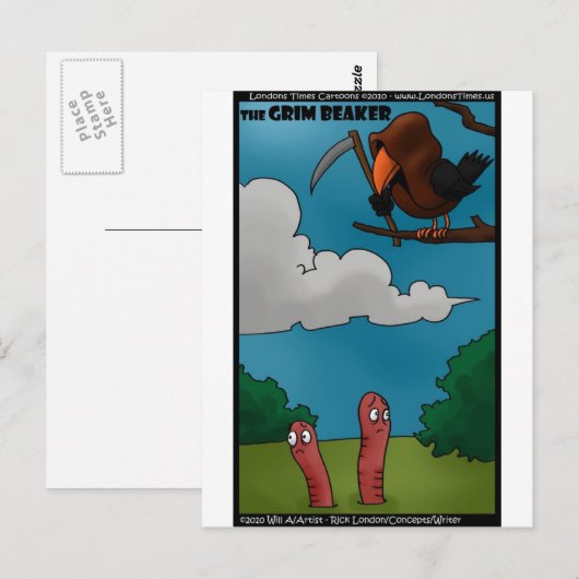 Vogels om de schimmels van de grimmige beaker te w briefkaart (Voorkant / Achterkant)