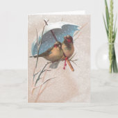 Vogels onder blauwe paraplu kaart (Voorkant)