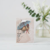 Vogels onder Blauwe Umbrella Visitekaartje (Staand voorkant)