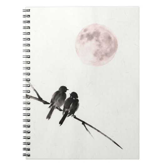 Vogels onder Blozende Maan Notitieboek (Voorkant)