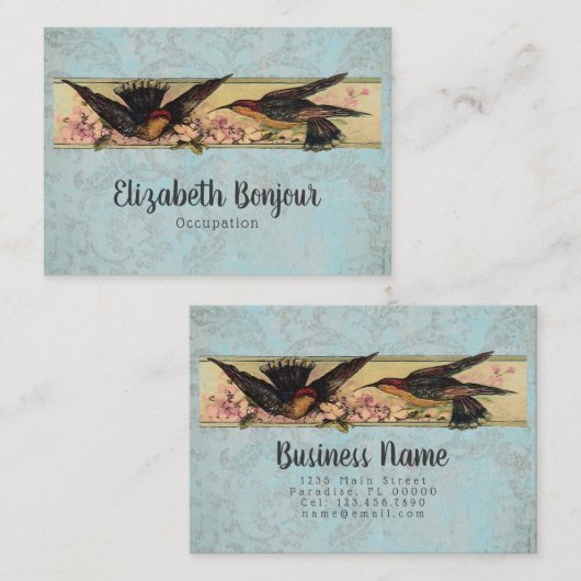 Vogels ontmoeten PAPIER, KLEUR- EN GROOTTEOPTIES - Visitekaartje (Voorkant / Achterkant)