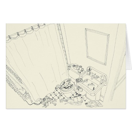 Vogels Oog Uitzicht Funny Family Bathroom Mess Dra (Voorkant Horizontaal)