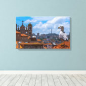 Vogels Oog-Uitzicht voor daken van Portugal Canvas Afdruk (Insitu (Houten vloer))