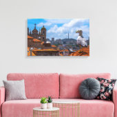 Vogels Oog-Uitzicht voor daken van Portugal Canvas Afdruk (Insitu (Woonkamer))