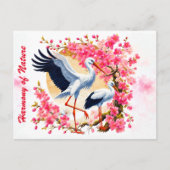 Vogels ooievaar Aziatische natuur sakura oosterse  Briefkaart (Voorkant)