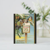  vogels op 25 december briefkaart (Staand voorkant)