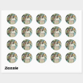 Vogels op 25 december ronde sticker (Vel)