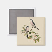 vogels op beige magneet (Voorkant / Achterkant)