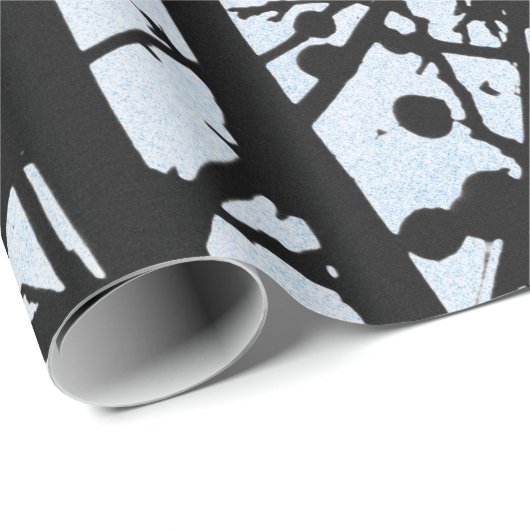 Vogels op bijkantoren en Blue Sky Silhouette Moder Cadeaupapier (Rol Hoek)