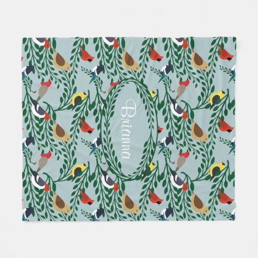 vogels op bijkantoren op maat fleece deken (Voorkant (Horizontaal))