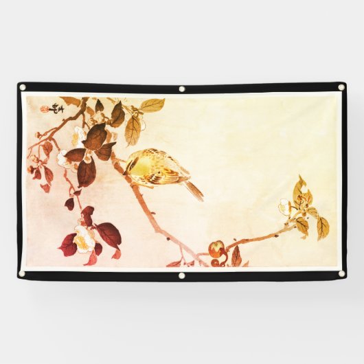 VOGELS OP BOODBRANCH JAPANESE DRUKBanner Spandoek (Horizontaal)